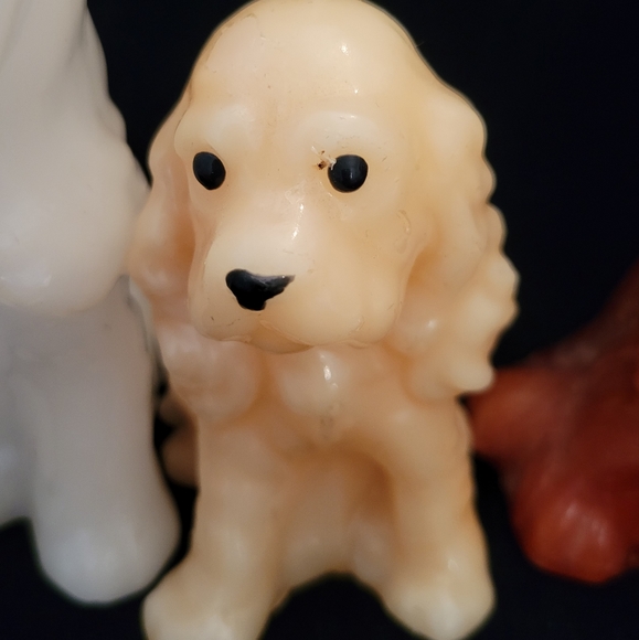 Vintage Wax Candle Cocker Spaniels Set of 3. White, rust and cream colors. - Picture 4 of 6